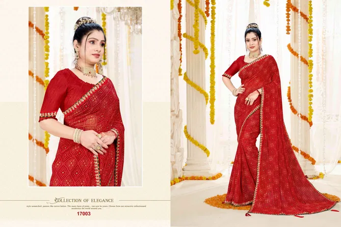 Suhag By Jalnidhi Jari Georgette Bandhani Printed Saree Wholesale Online